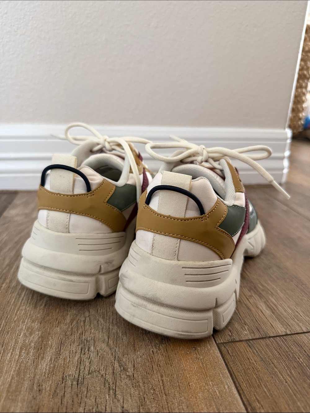 Steve Madden Multicolor Chunky Sneakers in Olive, Tan & Burgundy Accents - Picture 3 of 3